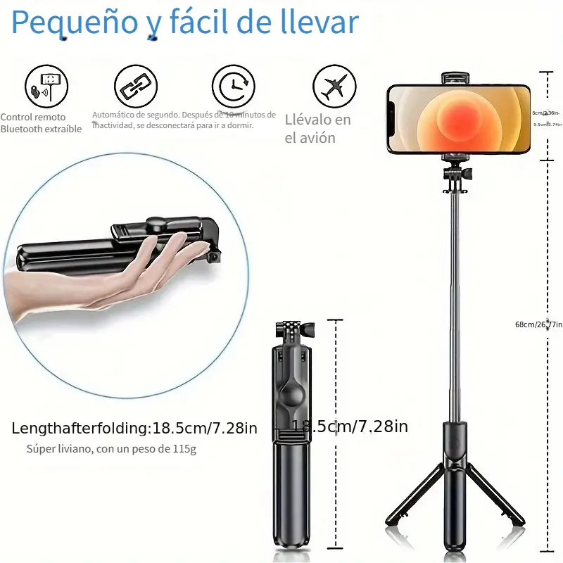 Sucrecomercial.com.ve - Palo de Selfie Inalámbrico Compacto con Control Remoto – Extensible, Plegable, a Pilas