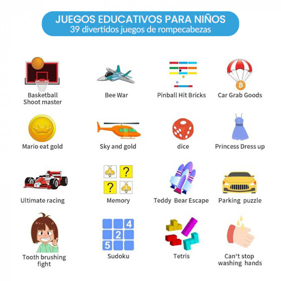 Reloj inteligente para niños, con 39 juegos, cámara, grabadora de video...