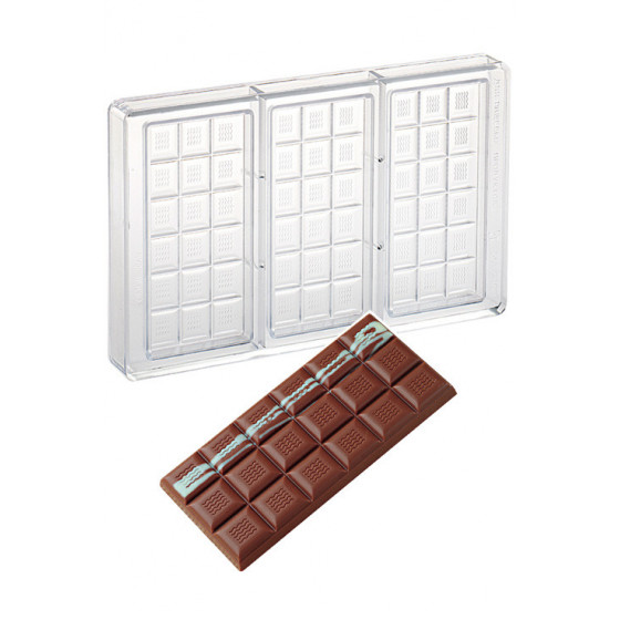 Molde para Tabletas de Chocolate de policarbonato para barras de chocolate clásicas con decoraciones.