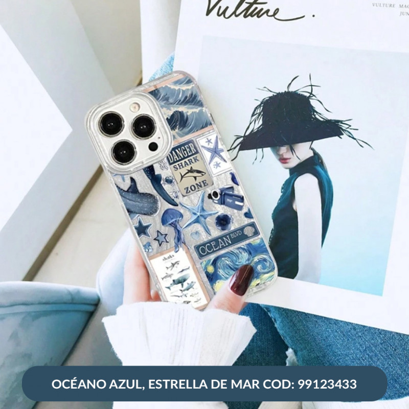 Funda de teléfono con diseño océano azul, estrella de mar COD: 99123433