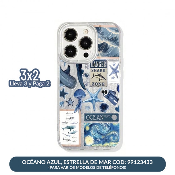 Funda de teléfono con diseño océano azul, estrella de mar COD: 99123433