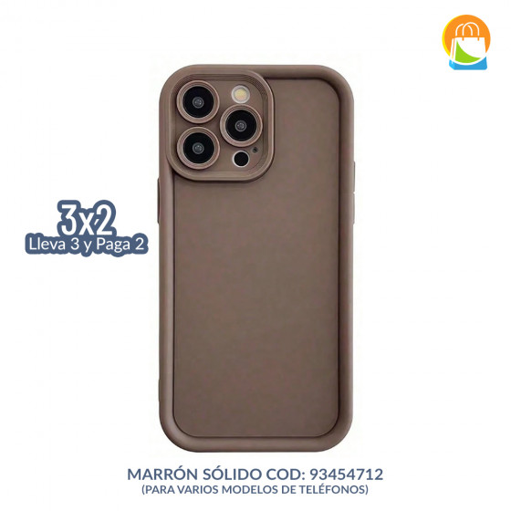 Funda para Teléfono Anti-Caída de Cobertura Completa – Diseño Minimalista Marrón Sólido | COD: 93454712
