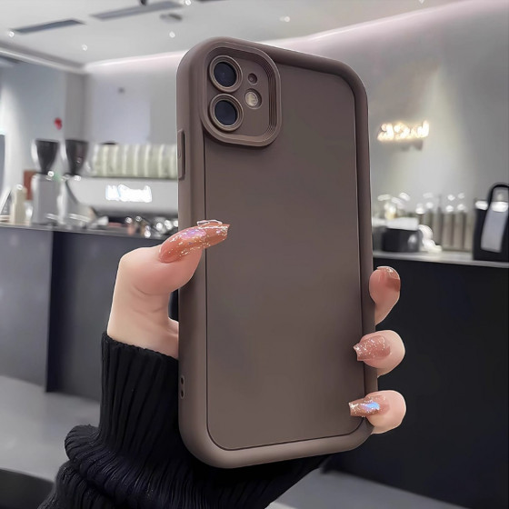 Funda para Teléfono Anti-Caída de Cobertura Completa – Diseño Minimalista Marrón Sólido | COD: 93454712