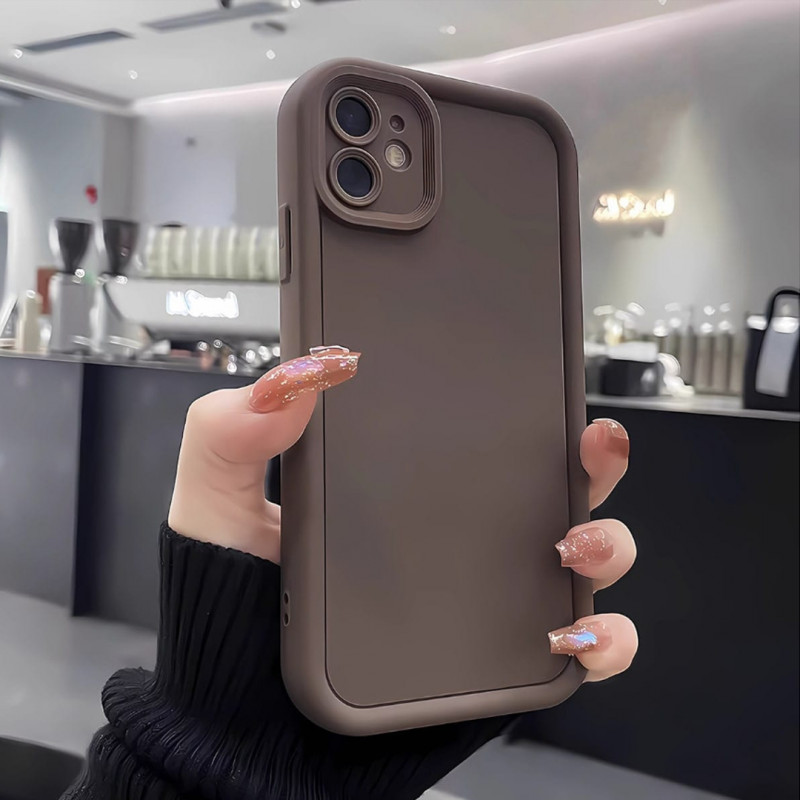 Funda para Teléfono Anti-Caída de Cobertura Completa – Diseño Minimalista Marrón Sólido | COD: 93454712