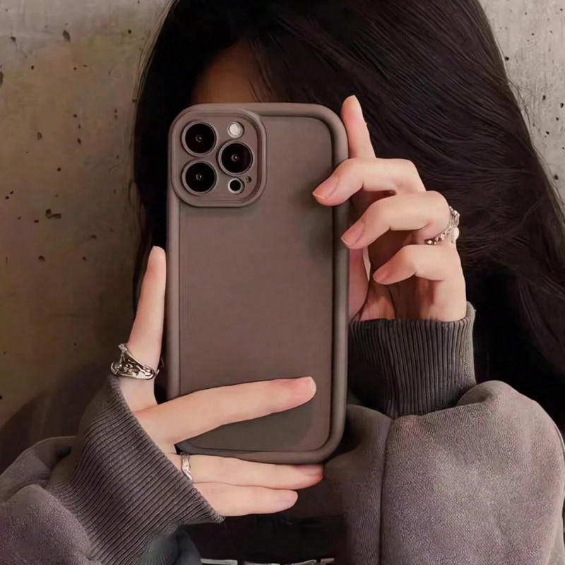 Funda para Teléfono Anti-Caída de Cobertura Completa – Diseño Minimalista Marrón Sólido | COD: 93454712