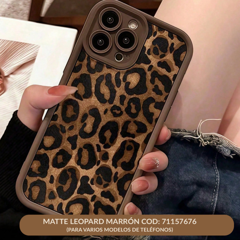 Funda Anti-Caída Cobertura Completa – Matte Leopard Marrón – Diseño Chic & Minimalista | COD: 71157676
